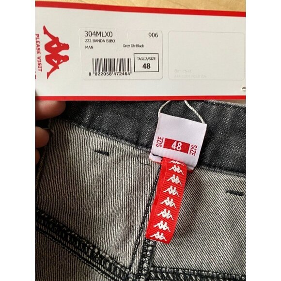 Kappa BNWT mens jeans "222 Banda Bibo" wide leg NEW gray/black button fly - Picture 6 of 8